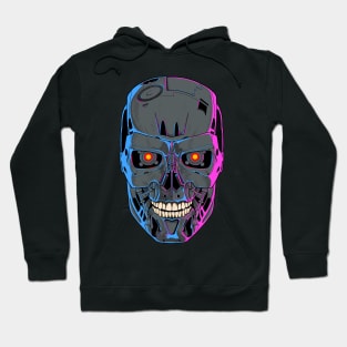 Terminator Skull - T-800- Pink and blue Hoodie